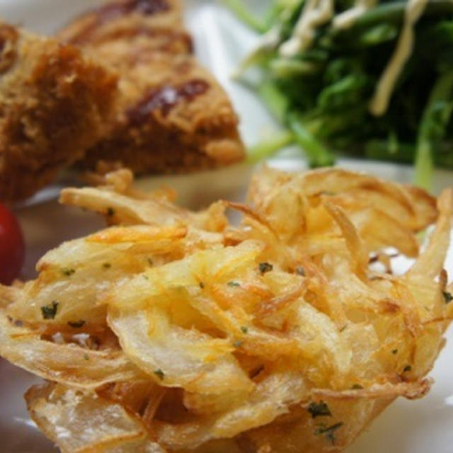 あずき菜のおひたし＆新たまねぎのかき揚げ☆☆