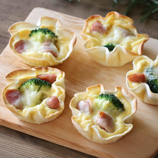 余った餃子の皮の活用レシピ！トースターで超簡単キッシュがおすすめ。生クリームなし！