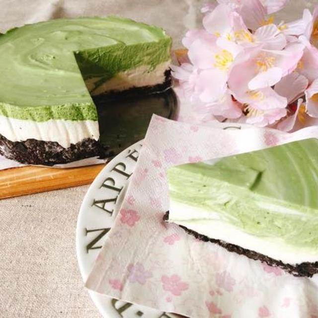 春色抹茶のレアチーズケーキ