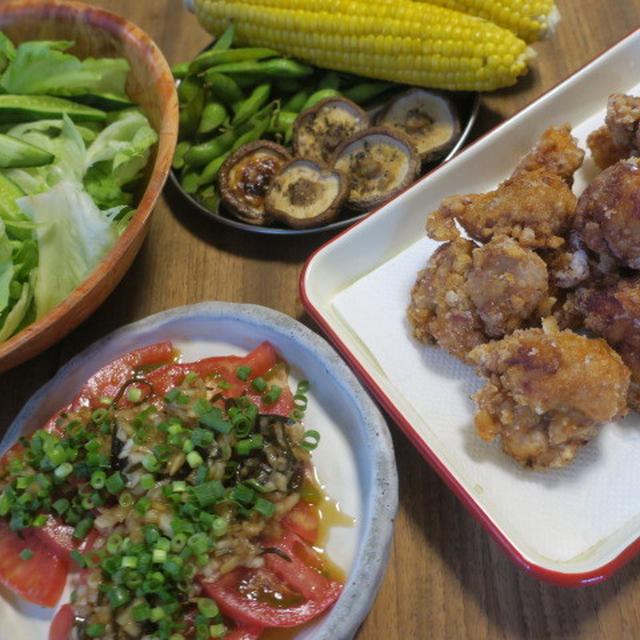 夏の食卓＆唐揚げ♪