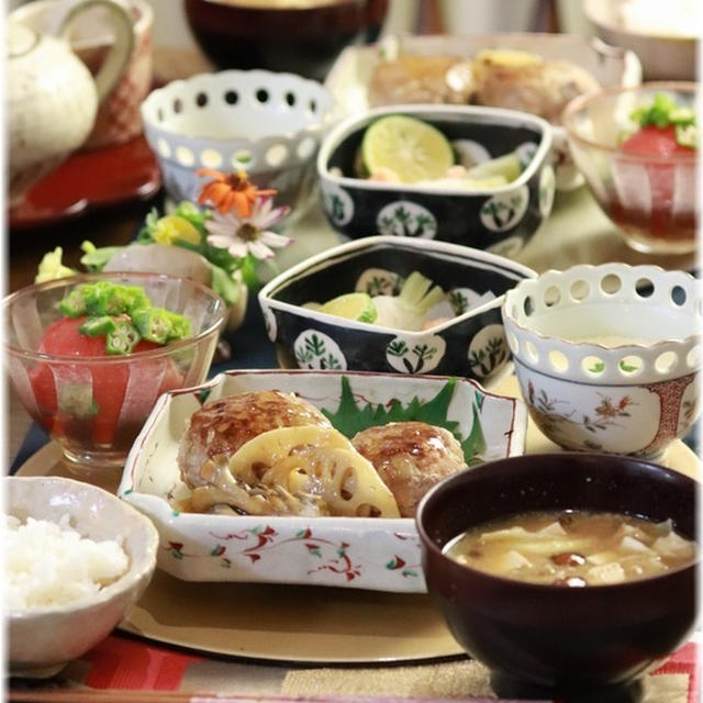 【レシピ】おかかハンバーグ。と　献立。と　ふわふわDAYS。