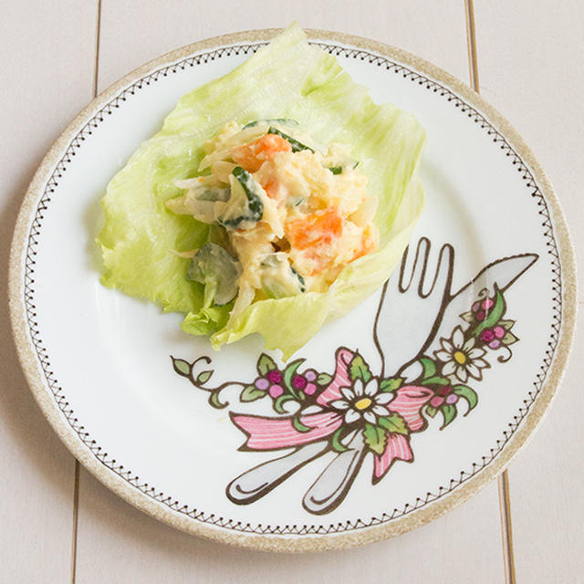 レシピ---レンジで☆基本のシンプル・ポテトサラダ/高橋かなえ氏の平皿