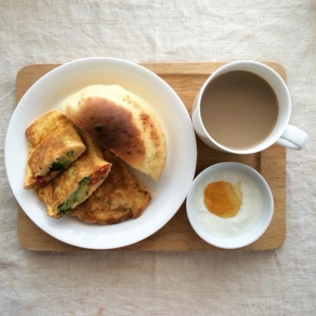 2月8日の朝ごはん。調理時間9分。昨日のホットケーキ