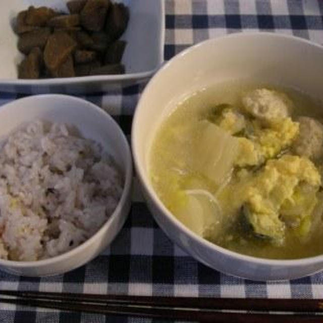 かき玉汁と雑穀米