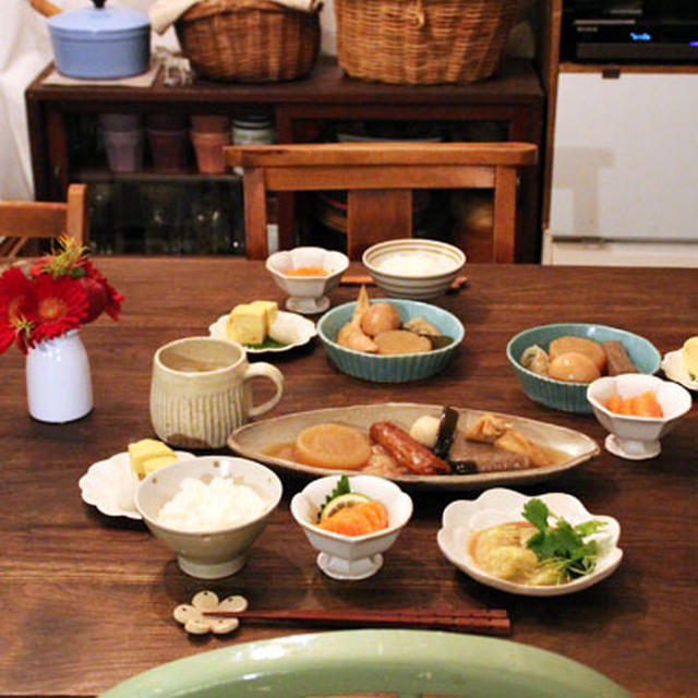 おでん定食でにぎやかな夕食