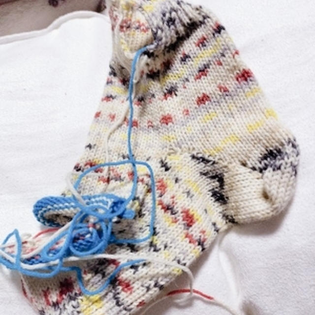 ゴム編み機で編む靴下