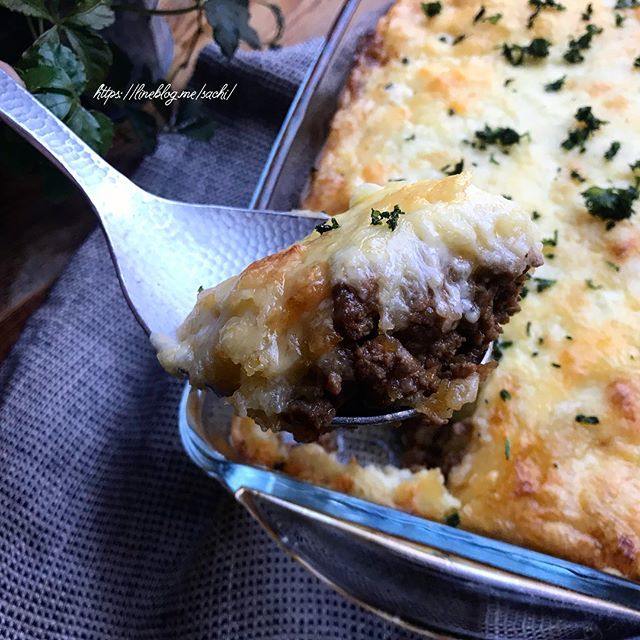 挽肉とポテトの重ね焼き （シェパーズパイ）♡【#簡単レシピ#イギリス料理】