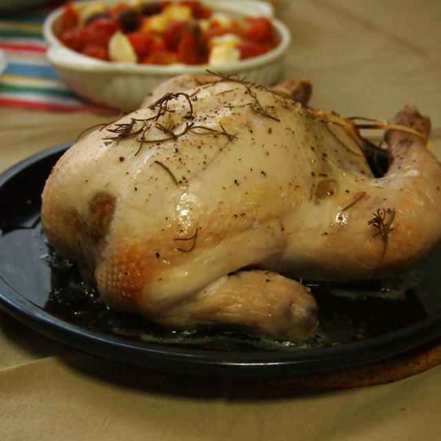 Brined Roast Chicken !!! ローストチキン・クリスマス用・ブライン（塩水に漬け込む）方法で。