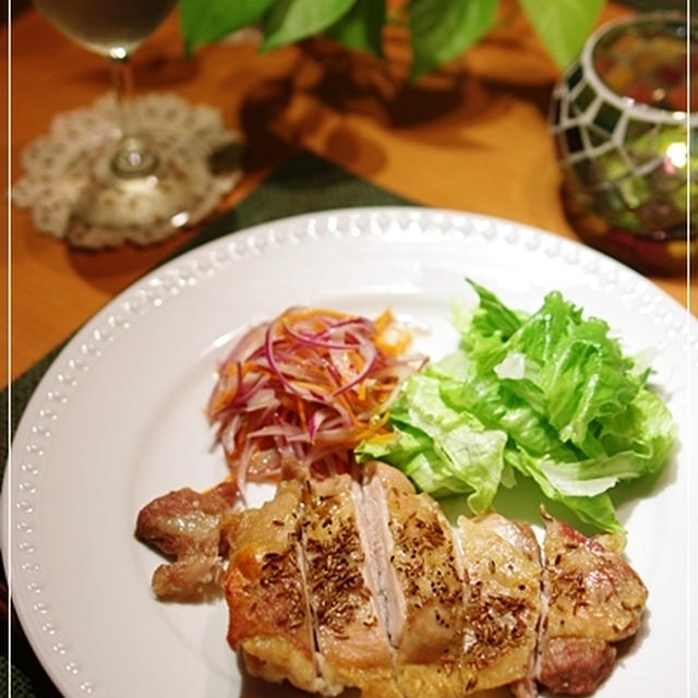 【クミンが香る♪　パリパリ鶏のオーブン焼き】