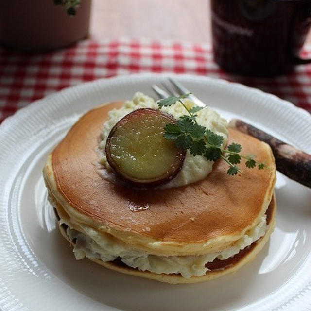 ケーキのようなホットケーキミックスでふわふわモンブラン風