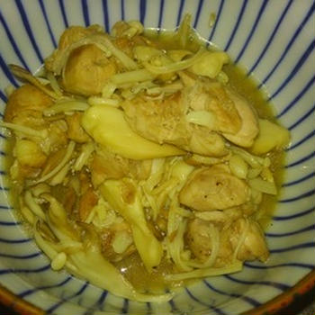 鶏肉とキノコのすだち炒め