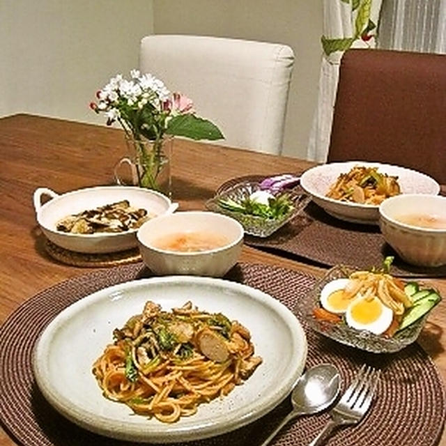 残り野菜でナポリタン