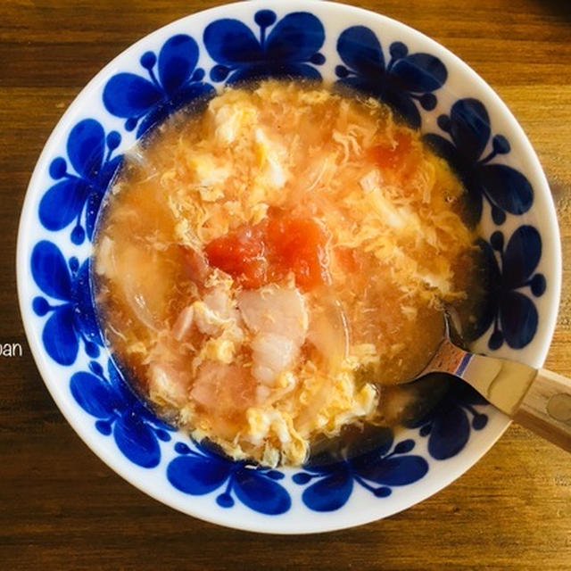 めっちゃ簡単！中華風◯トマ玉スープ。