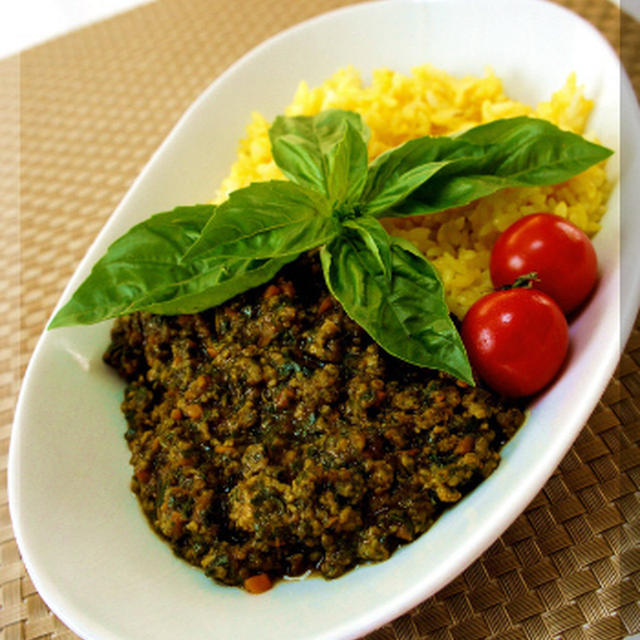 * バジルたっぷり❤キーマーカレー♪