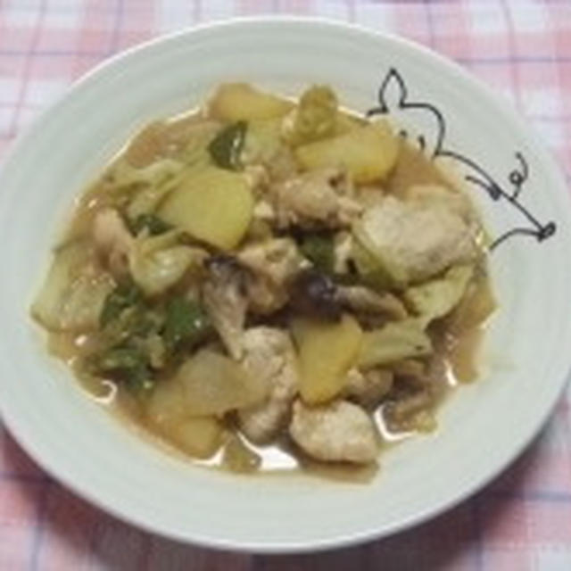 鶏肉と野菜のみそニンニク炒め