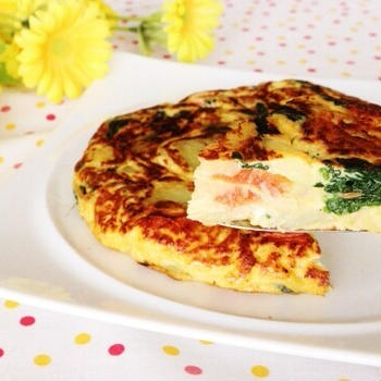 ほうれん草とトマトのスペイン風オムレツ