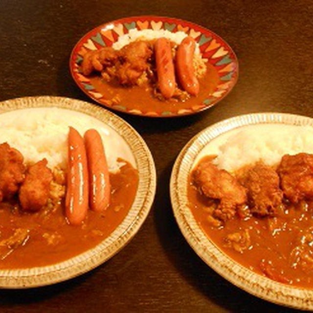 １０月１３日の夕飯　***　唐揚げカレー　***