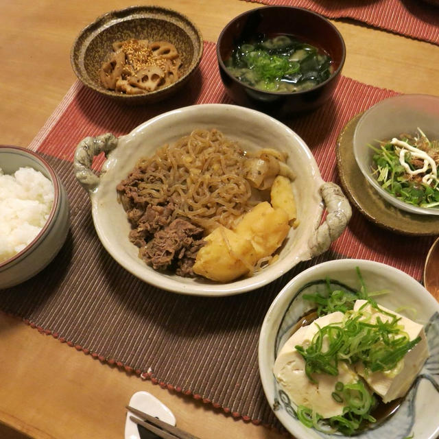 ストウブで”ほぼ無水肉じゃが”の晩ご飯　と　青いシクラメン♪