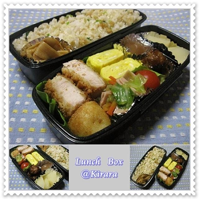 ◆4.12　たぬきご飯のお弁当（長男・長女）♪