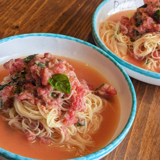 暑い日のご馳走 冷製ツナトマトパスタ