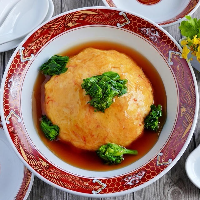 長芋でふんわり菜の花あんかけ天津丼