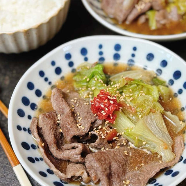 疲れた日にも嬉しい！さっぱりシャキシャキおかず♡【牛肉とレタスの梅煮】