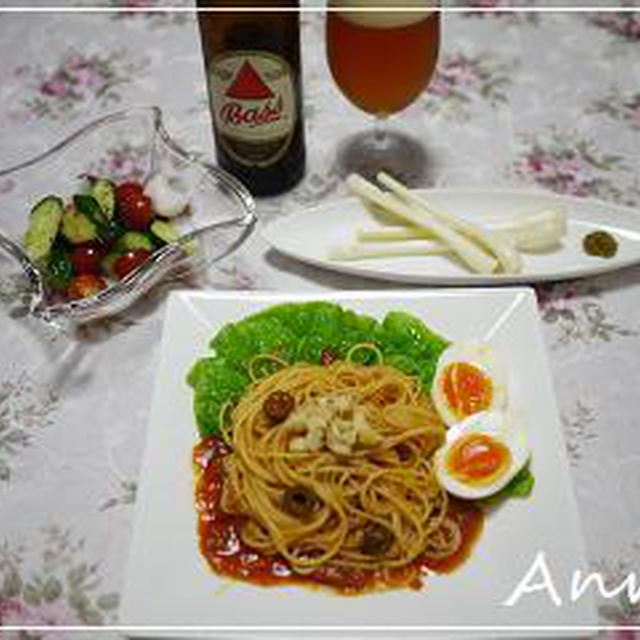☆黒オリーブとアンチョビのパスタ☆