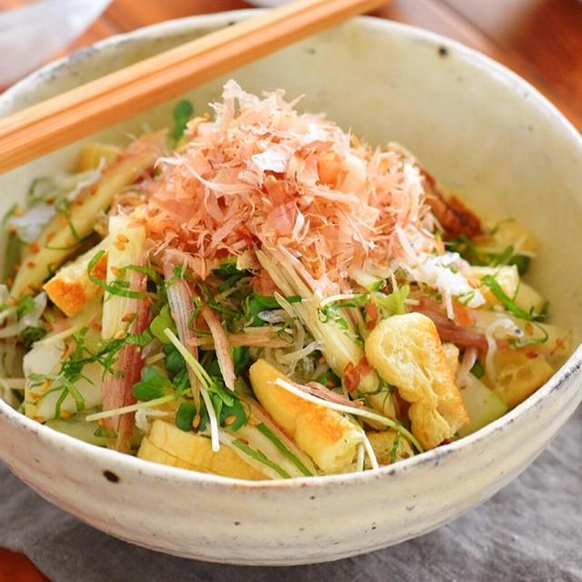レシピ　パリパリお揚げと冬瓜の薬味サラダ