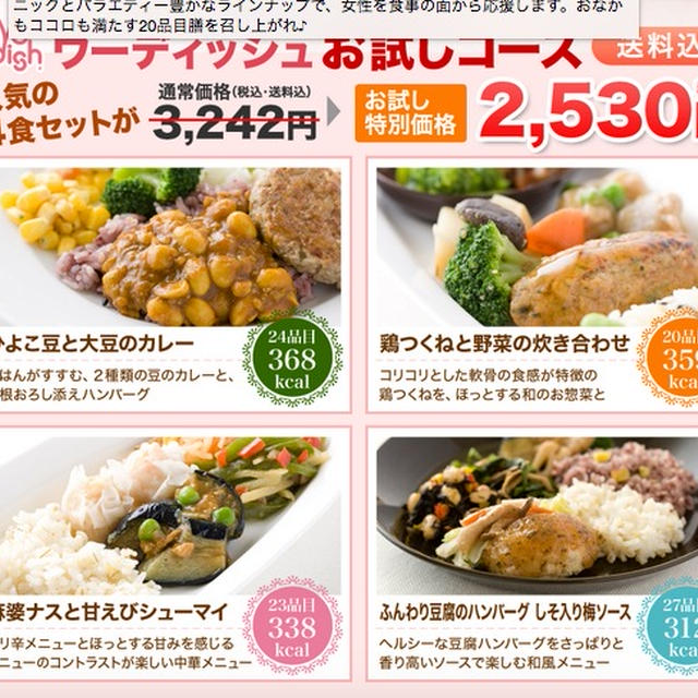 ウーディッシュ　ニチレイフーズダイレクト　１食２０品目以上カロリー平均328kcalお試しコース