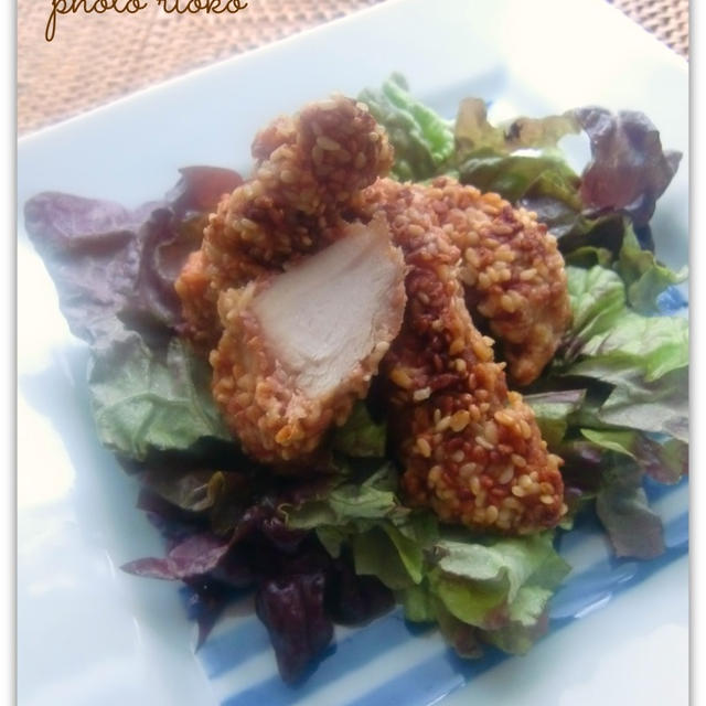 ●鶏ささみの梅ごまスティック揚げ●