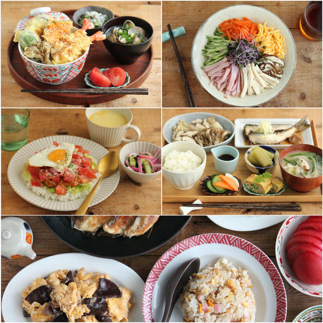1週間献立記録（天丼やタコライスなど）