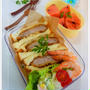 ヒレカツサンド　海老とポテトのサラダ　スイカ　パンのお弁当