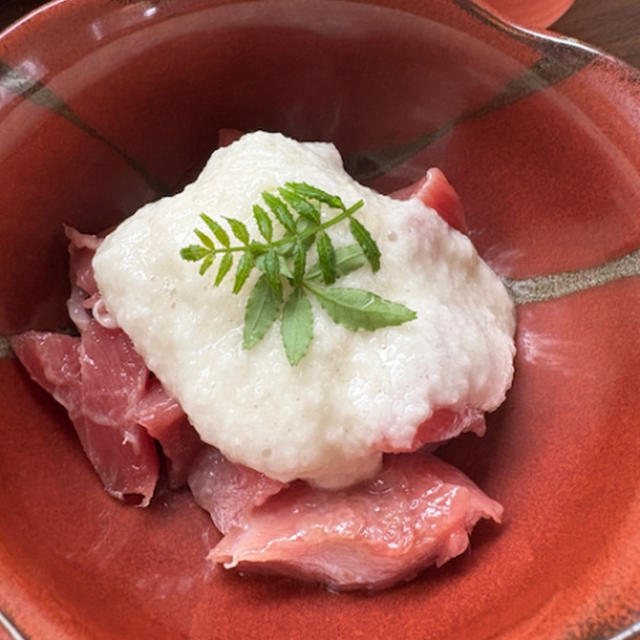 山かけ、お浸し、鶏つくね