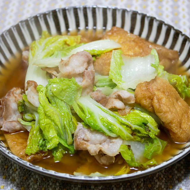 白菜（娃々菜）と薄揚げのくったり煮&「このどん兵衛全てが主役カレーうどん」