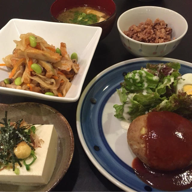 【昨日の晩ごはん☆おから入りハンバーグ】