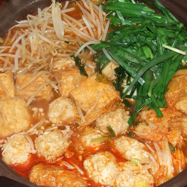 豚シャブの出し汁でキムチ鍋です