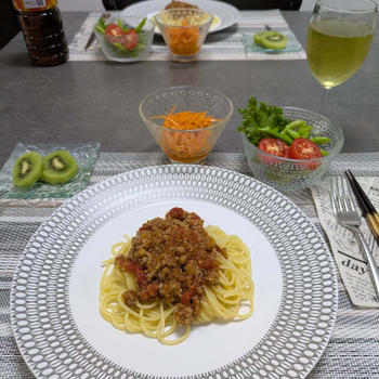 ミートソーススパゲティの献立。義母の家の片付け。