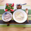 ■兼業主夫のアジア風鳥手羽スープと豚肉そぼろの朝ごはん