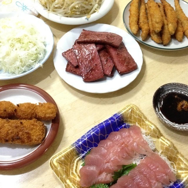 ヨコワのお刺身やらで晩酌～