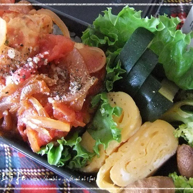 お弁当しんぷるらいふ・鶏だんごのさっとトマト焼き弁