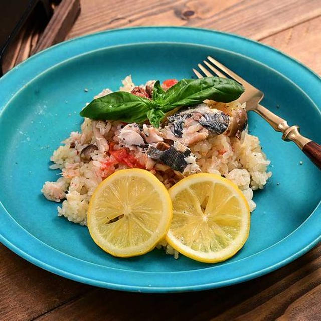 相性抜群！アジとレモン「アジとレモンのトマト釜飯」