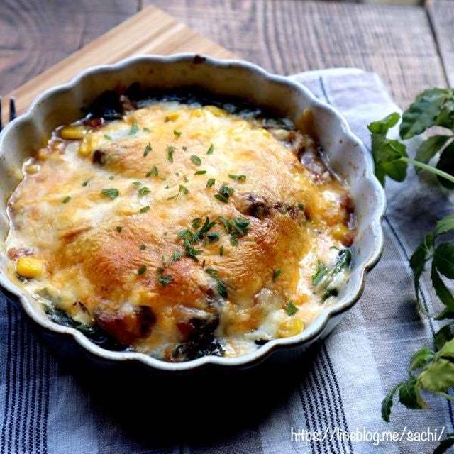 鯖缶とほうれん草のチーズ焼き♡【#鯖缶#簡単レシピ#】