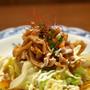 茹でキャベツと鶏皮のピリ辛ポン酢