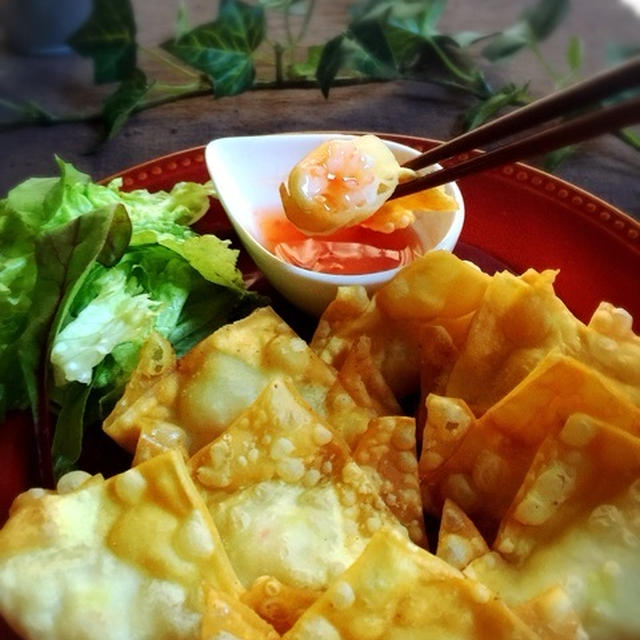 簡単！はんぺんで、カサ増しエビ揚げワンタン