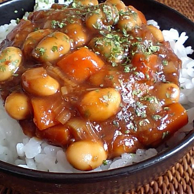 激ウマ！大豆と人参のコロコロとろ～りマーボー丼☆