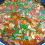 お弁当に、麻婆豆腐丼と見切り品野菜スープ。