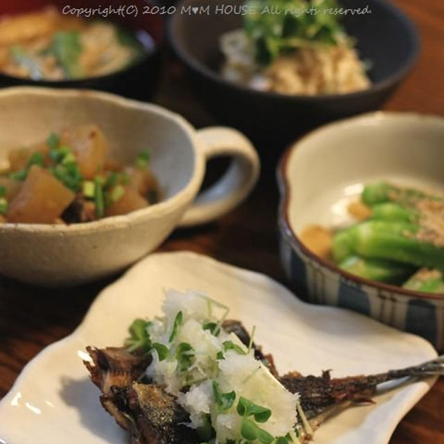 秋刀魚定食　☆キューピー具のソースで冬瓜の肉味噌煮【レシピ】　♪
