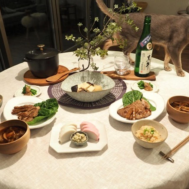 干し貝柱の炊き込みご飯の夜ごはん