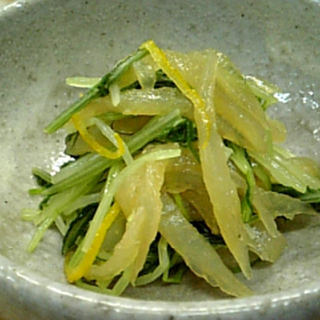 キス昆布締めと水菜の和え物