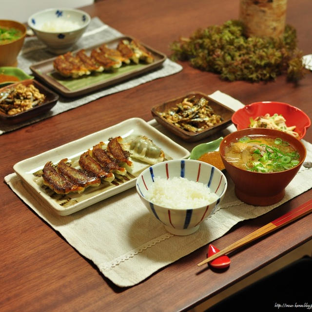 肉フェスの肉袋に入っていた○○餃子で晩ごはん～